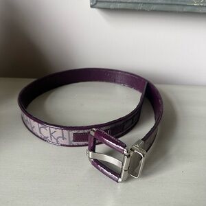 Calvin Klein Y2K logo belt purple gray